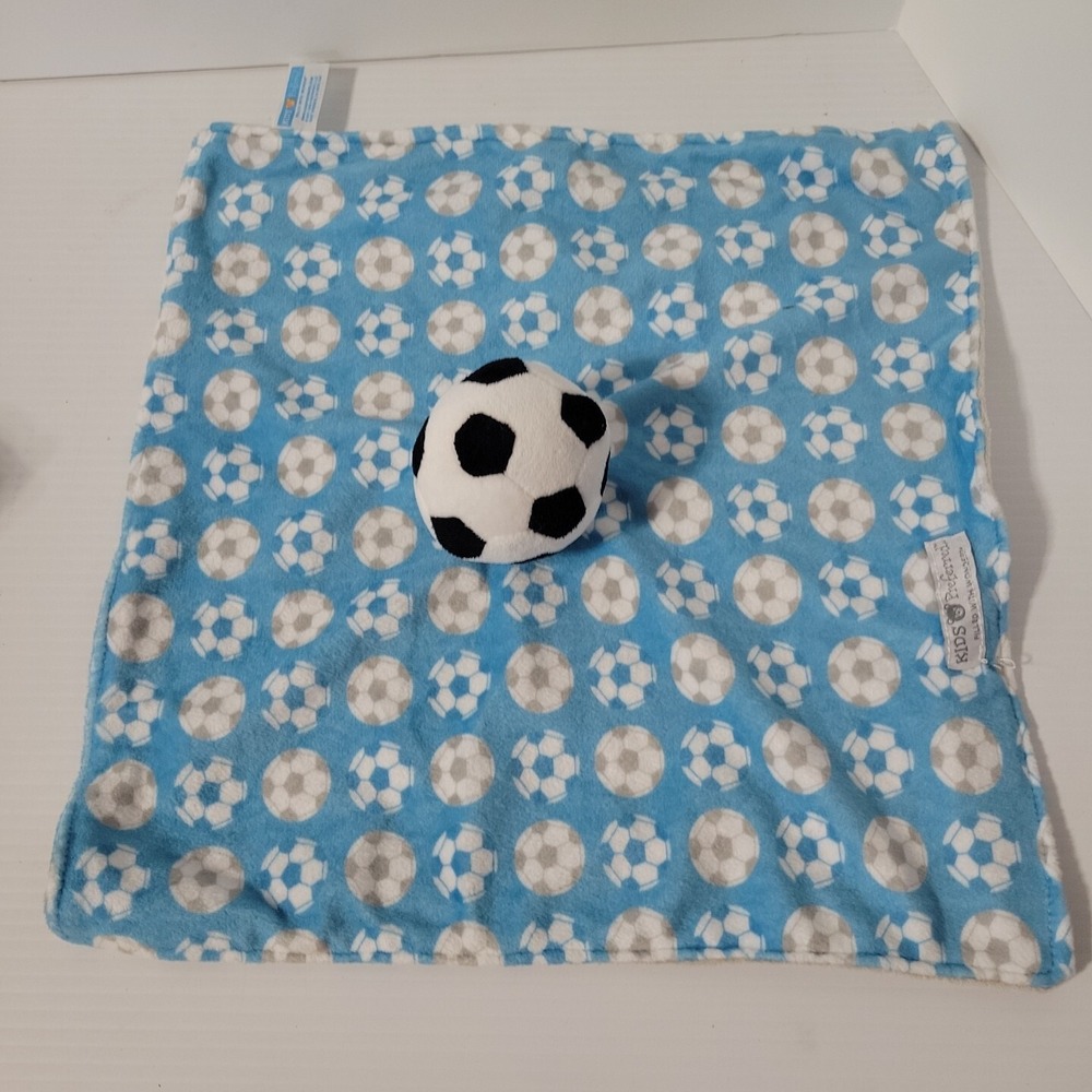 Kids Preferred Soccer Ball Lovey Blue White Black Sports Security Blanket